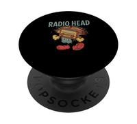 Radio Head Divertido Estilo Retro Vintage de Dibujos Animados PopSockets PopGrip Adhesivo