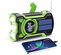 Radio impermeable IPX5 de emergencia meteorológica, Bluetooth portátil AM/FM/NOAA, radio de manivela de mano, carga solar, con linterna y cargador de teléfono celular de 5000 mAh, radio USB o batería