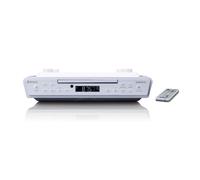 Lenco Radio de cocina KCR-150 – CD, FM, Bluetooth, AUX, incluye kit de montaje, 2x3 W, Blanco