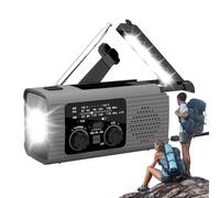 Radio meteorológica con manivela,Radio con manivela | Radio de manivela AM/FM/NOAA con pilas - Radio linterna de 3 vías de carga SOS alarma Radio banco de energía para viajes largos viajes por carrete
