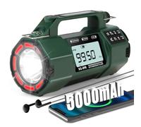 Radio meteorológica de emergencia, batería reemplazable de 5000 mAh, radio solar de manivela con alerta AM/FM/SW/NOAA, reloj despertador temporizador de sueño, cargador de teléfono celular, conector