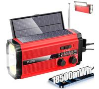 Radio meteorológica de emergencia con 2 paneles solares, radio de manivela portátil, radio AM/FM/NOAA, 3 modos de carga, sirena SOS, 3 modos, linterna, cargador de teléfono celular, luz de lectura