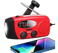 Radio meteorológica de emergencia con manivela de 18500 mWh/5000 mAh, radio solar AM FM NOAA con linterna LED y conector para auriculares, cargador para smartphone, radios autoalimentadas con alarma