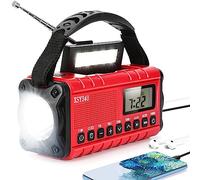 Radio meteorológica de emergencia de 10000 mAh, radio portátil con carga solar, manivela de mano y alerta NOAA que funciona con pilas, pantalla LCD, alarma SOS, linterna AM/FM y LED, radio reloj para