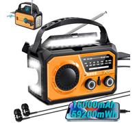 Radio meteorológica de emergencia de 16000 mAh, radio de manivela, radio solar a pilas, radio portátil AM/Fm/Wb NOAA con Bluetooth, cargador de teléfono, alarma SOS, brújula, linterna, lámpara de