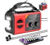 Radio meteorológica de emergencia de 30000 mAh con altavoz inalámbrico, 111000 mWh NOAA AM FM Radio solar con linterna, cargador de teléfono celular, brújula, lámpara de lectura SOS para acampar y