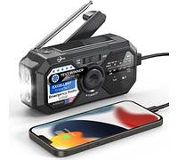 Radio meteorológica de emergencia, radio portátil AM FM NOAA con alarma SOS de manivela, suministros de emergencia solares de bolsillo de 3500 mAh para hombres, pequeño equipo de supervivencia para el