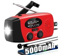 Radio meteorológica de emergencia, radio solar de 5000 mAh con AM/Fm/NOAA, linterna de manivela de mano cargador de teléfono con alarma SOS, conector de auriculares para huracán en el hogar al aire