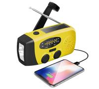 Radio Meteorológica De Emergencia, Radio Solar Portátil con Dinamo, Radios Autoalimentada Tiempo Am/FM con La Linterna LED Cargador Teléfono Celular Banco Poder 2000mAh
