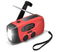 Radio Meteorológica De Emergencia, Radio Solar Portátil con Dinamo, Radios Autoalimentada Tiempo Am/FM con La Linterna LED Cargador Teléfono Celular Banco Poder 2000mAh
