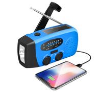 Radio Meteorológica De Emergencia, Radio Solar Portátil con Dinamo, Radios Autoalimentada Tiempo Am/FM con La Linterna LED Cargador Teléfono Celular Banco Poder 2000mAh