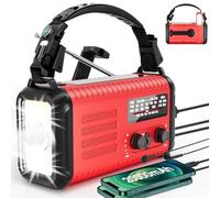 Radio meteorológica de manivela de emergencia, 20000 mAh AM/FM/NOAA con cargador de teléfono, carga USB, linterna LED, lámpara de lectura, conector para auriculares, alarma SOS, brújula para