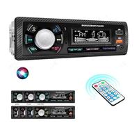 Radio para Coche Bluetooth Handsfree 5.0 Autoradio, FM 50Wx4 Control de Voz Llamadas Manos Libres Mando a Distancia Radio stéreo Reproductor de MP3 USB, TF Soporte iOS y teléfono Android (NO CD)
