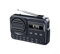 Radio portátil AM FM con altavoz de 5 W, batería recargable de 1200 mAh y carga tipo C para una experiencia de audio consistente (negro)