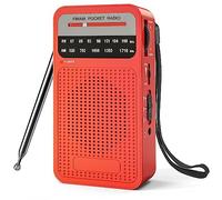 Radio portátil AM, FM, con recepción de largo alcance, radio transistor Goodes con altavoz, conector para auriculares, funciona con 2 pilas AA para uso en interiores, exteriores y emergencias, color