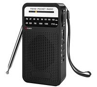 Radio portátil AM FM, radio transistor Goodes con altavoz, conector para auriculares, radio que funciona con 2 pilas AA para recepción de largo alcance, radio de bolsillo para uso en interiores,