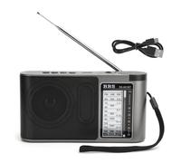 Radio portátil AM/FM de estilo vintage, sonido claro y potente gracias a su altavoz integrado de alta calidad, antena de cobre retráctil para una