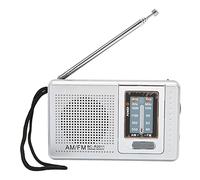 Radio Portátil Am/FM, Mini Radio de Mano con Altavoz Incorporado, Sonido Chip Avanzado, Ideal para Viajes al Aire Libre y Uso de Emergencia, Color Gris Plateado