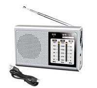 Radio Portátil Am/FM - Radio Compacta Funciona con Pilas | Ra-DIO Vintage Estéreo Excelente Recepción, Equipo Al Aire Libre para Caminar para Acampar A Un Compañero De Viaje (Plateado)