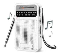 Radio Portátil AM/FM Veirxovenwld,Transistor con Antena Telescópica (recepción potente), Altavoz Claro, Conector Auriculares 3.5mm,Alimentada por 2 Pilas AA,Ideal Emergencias y Uso Aire Libre (blanco)