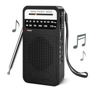 Radio Portátil Am/FM Veirxovenwld,Transistor con Antena Telescópica (recepción Potente), Altavoz Claro, Conector Auriculares 3.5mm,Alimentada por 2 Pilas AA,Ideal Emergencias y Uso Aire Libre (Negro)