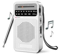 Radio Portátil Am/FM Veirxovenwld,Transistor con Antena Telescópica (recepción Potente), Altavoz Claro, Conector Auriculares 3.5mm,Alimentada por 2 Pilas AA,Ideal Emergencias y Uso Aire Libre (Plata)