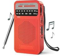 Radio Portátil Am/FM Veirxovenwld,Transistor con Antena Telescópica (recepción Potente), Altavoz Claro, Conector Auriculares 3.5mm,Alimentada por 2 Pilas AA,Ideal Emergencias y Uso Aire Libre (Rojo)