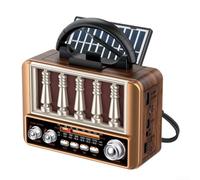 Radio portátil AMFMSW recargable solar con entradas AUX, USB y tarjeta TF, soporte para teléfono, diseño retro adecuado para acampar y entretenimiento al aire libre (oro rosa)