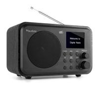 Audizio Milan - Radio Digital Dab/FM portátil con Bluetooth, batería Recargable, Despertador, 40 presintonías, Salida de línea y Temporizador, Ideal para Viajes, Cocina u Oficina, Color Negro