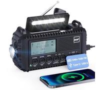Radio portátil Dab/FM con batería Recargable de 5000 mAh, manivela Solar alimentada por Red Digital Dab+ para Exteriores con Cargador USB, Alarma SOS de Emergencia