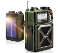 Radio portátil DAB y FM con Bluetooth 5.3, radio solar, batería recargable de 4000 mAh, radio de manivela con SOS, linterna, conector para auriculares, tarjeta SD, USB, radio de cuerda de emergencia