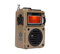 Radio Portátil de Banda Completa, con Pantalla Retroiluminada, Batería Extraíble Incorporada de 1000 mAh, Admite Tarjeta de Memoria, Radio Bluetooth Multifunción para El Hogar y Exteriores(Caqui)