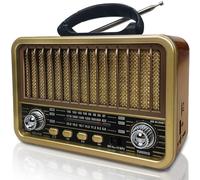Radio Portatil Pequeña, Am/SW/FM Transistores Radio Vintage, Radio Bluetooth Recargable Soporte TWS/USB/Tarjeta TF/Función BT5.0, Radio a Pilas Retro para Cocina, Escritorio,Exterior (Amarillo)