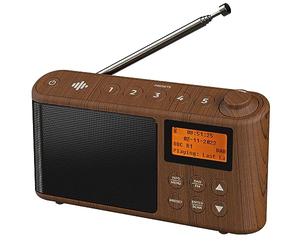 Radio Portatil Pequeña Dab/Dab+ y FM, Transistores Radio Digital Alimentado por Batería y Red Principal, Radio Digital Recargable con Carga USB hasta 15 Horas de Reproducción (Efecto Madera)