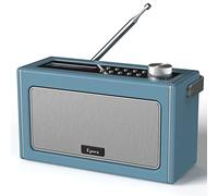 Radio Portatil Pequeña Epoca, Radio Digital/DAB y FM, con Bluetooth, Recargable y Retro/Vintage con Despertador y Altavoz Estéreo, con Pilas o por USB para Cocina, Batería de 15 Horas de Duración