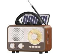 Radio Portatil Pequeña FM/Am/SW Altavoz Bluetooth Retro Radio A Pilas Solar Regalo para Hombres, Mujeres, Parejas Regalos Cumpleaños Vintage con Reproductor USB/TF/AUX Altavoz con Soporte para Móvil