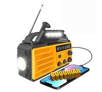 Radio Portatil Pequeña,Radio a Pilas con Manivela de Am/FM Emergencia Portátil,Linterna LED,Acampadas Camping Senderismo