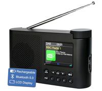 Radio portatil Pequeña, Radio Dab/FM, Radio con Bluetooth,Radio a Pilas Digital,Reloj con Doble Alarma, Temporizador de Apagado automático, 40 emisoras preprogramadas