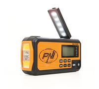 Radio portátil PNI DYN300, con Dinamo, Carga Solar, Linterna, Power Bank 4000 mAh, SOS, IPX3, Naranja