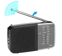 Radio portátil, Radio Am/FM con Altavoz, radios compactas con Correa, alimentadas por batería, Antena telescópica Fora Uso en Interiores, Exteriores y emergencias, Ideal Fora Ciclismo
