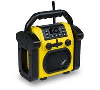 Radio Portátil Recargable para Construcción 9W - Radio de Obra Resistente con Bluetooth, FM, USB, Batería Recargable, Asa de Transporte y Protección Antigolpes