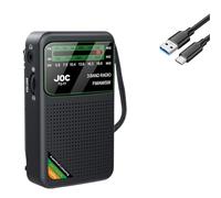 Radio Portátil Recargable Pequeña + Bateria Extra de Regalo, Radio de Bolsillo Pequeña, Carga USB-C, Entrada Auriculares Radio Transistor Analógico Am/FM/SW para Emergencias, Camping y Apagones