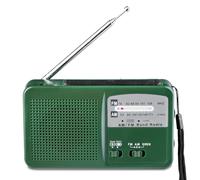 Radio portátil retro FM AM SW con antena telescópica y linterna, funciona con pilas, ideal para acampar al aire libre y en casa. Radio de bolsillo HiFi(green)