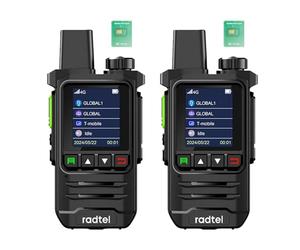 Radio Radtel P6 PoC (Push-to-Talk por Celular), walkie-talkies portátiles de Alcance Ilimitado a Nivel Nacional, radios bidireccionales Recargables con Linterna (Paquete de 2 con 2 SIM)