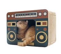Radio - Rascador de gatos, casa para arañar gatos, gran forma de horno inalámbrico, reduce el aburrimiento de gatitos, entretenimiento, cama de papel corrugado para comedor