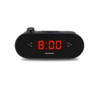 Radio Reloj con Proyección y Alarma Dual, Pantalla Digital Roja, FM, Brillo Ajustable