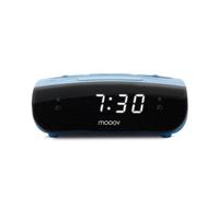 Metronic 477033 - Radio despertador digital con reloj LED blanco para sobremesa con función doble alarma, Sleep/Snooze y sintonizador radio AM/FM con memoria para 20 emisoras, Color Gris / Azul