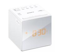 Despertador - Sony ICF-C1W, Blanco, 1 alarma, Radio AM/FM