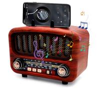 Radio retro con Bluetooth 5.0, AM/FM/SW, nostálgico con batería de 1800 mAh, soporte USB/TF/AUX, altavoz de cocina 5 W (rojo)