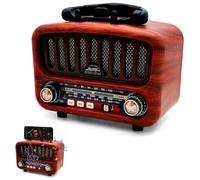 Radio retro con Bluetooth, radio portátil AM/FM/SW con soporte para teléfono móvil, nostalgia pequeña con batería de 1800 mAh, admite función USB/TF/TF/TWS, radio de cocina para oficina, hogar, viajes